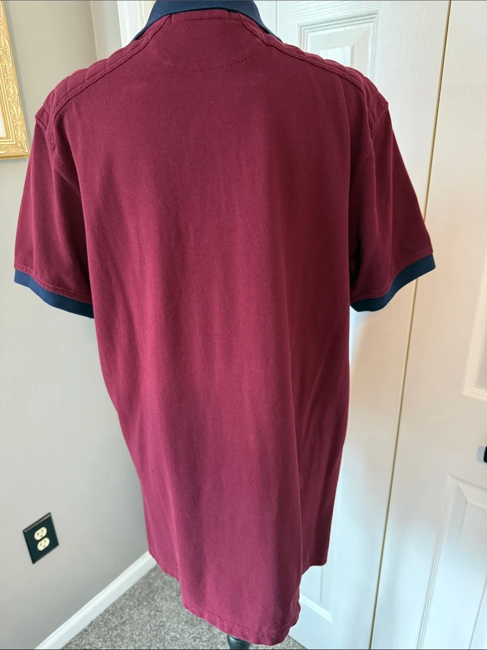 Vintage Y2K Ralph Lauren Polo Shirt - Burgundy with Navy Accents